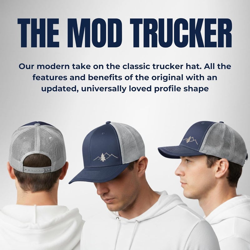 Lindo Trucker Hat [ Great Outdoors Design ] for Men and Women: Mid Profile Cap with Breathable Mesh Back and Adjustable Snap - Image 2